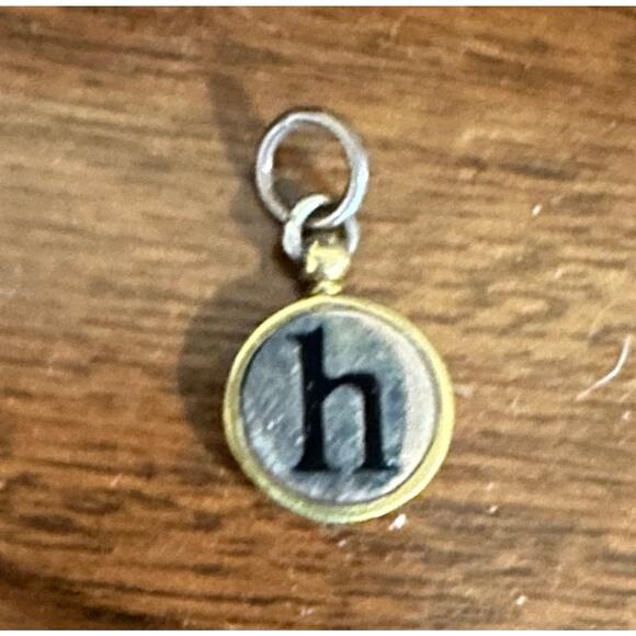 Waxing poetic letter H pendant brass and sterling - Picture 2 of 3